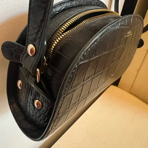 A.P.C. Black Croc-Embossed Crossbody Bag - Picture 9 of 14
